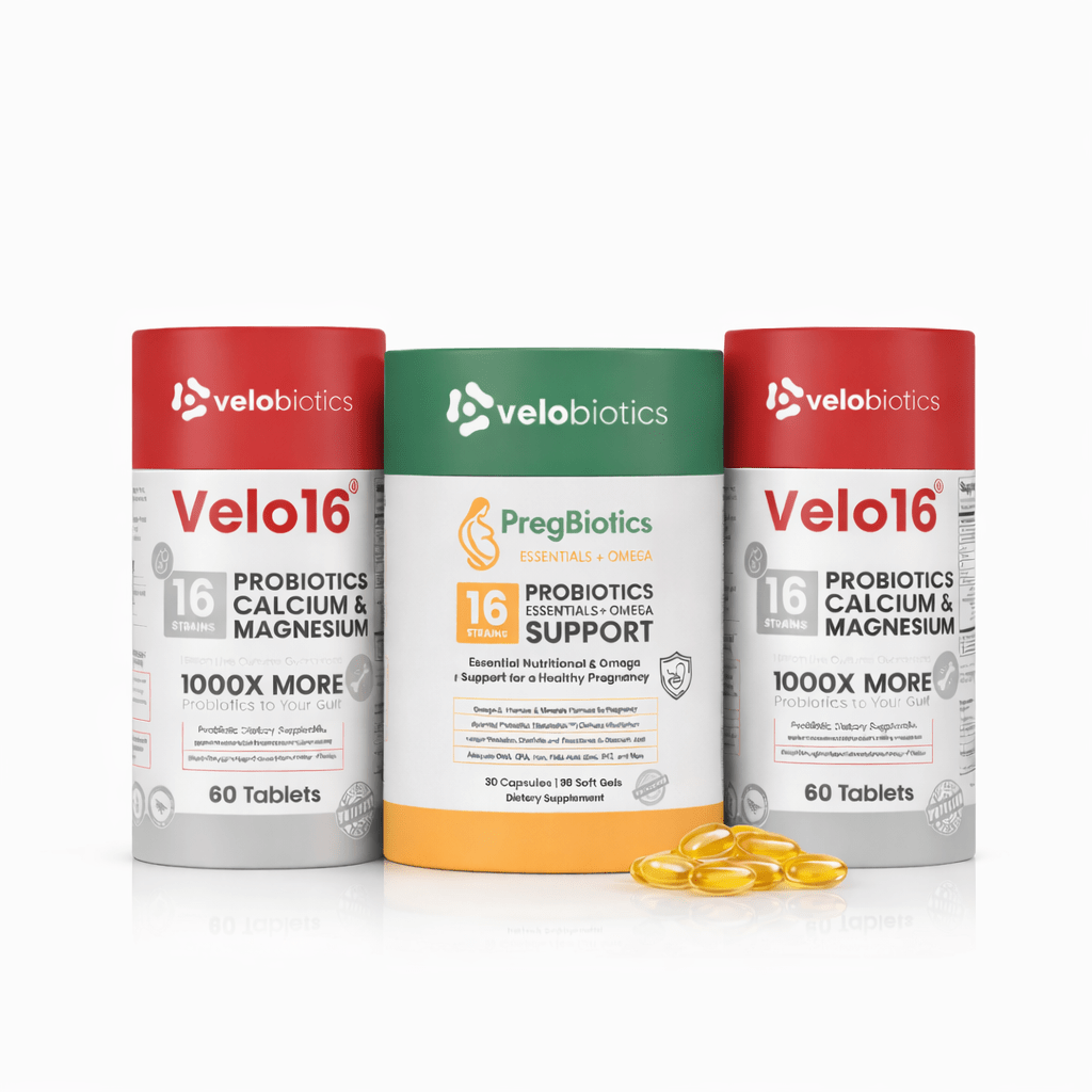 Pregnancy Support Pack ā Prenatal + Omegaā3 + Calcium & Magnesium (Month System) - Velobiotics