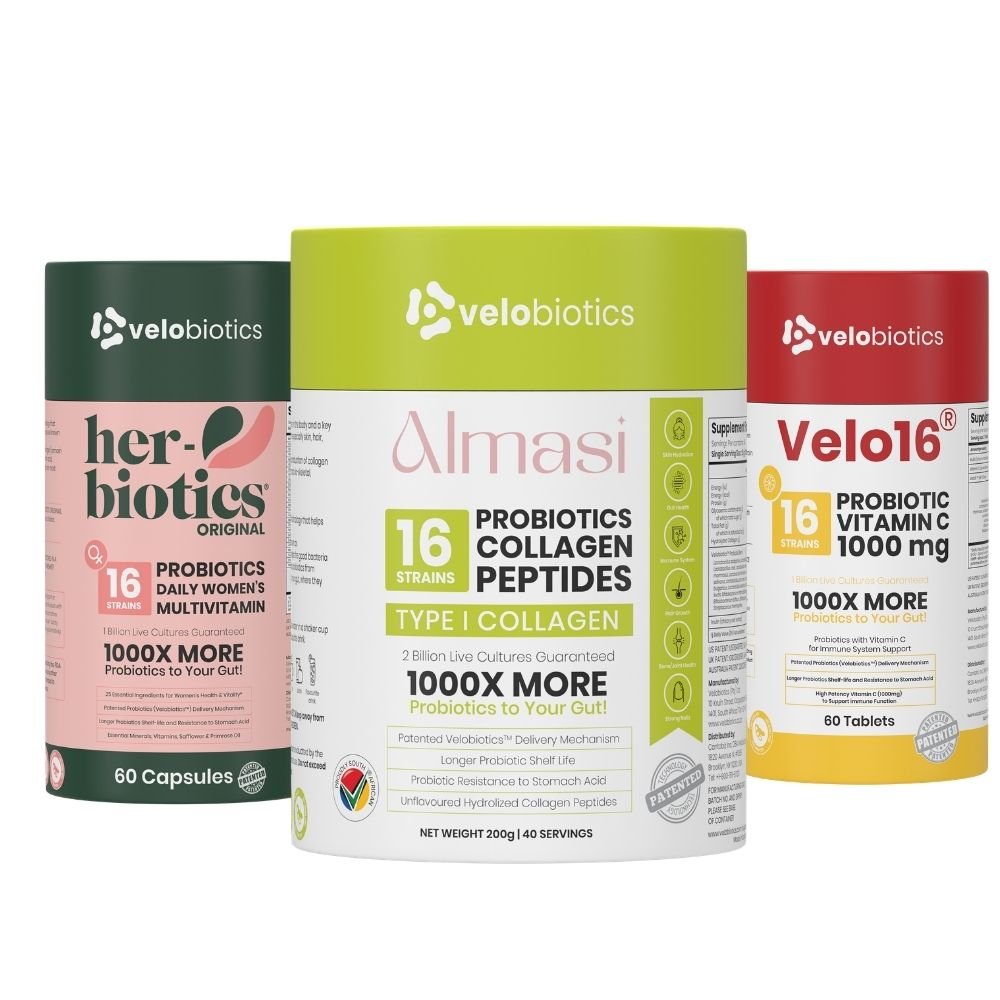 Women’s Daily Radiance Pack – Probiotic Multivitamin + Collagen + Vitamin C - Velobiotics