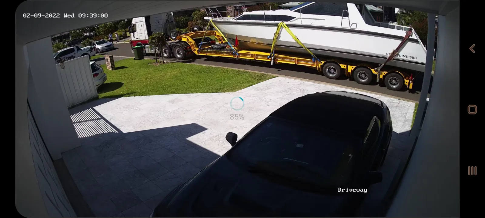 Hull on low-loader, second angle