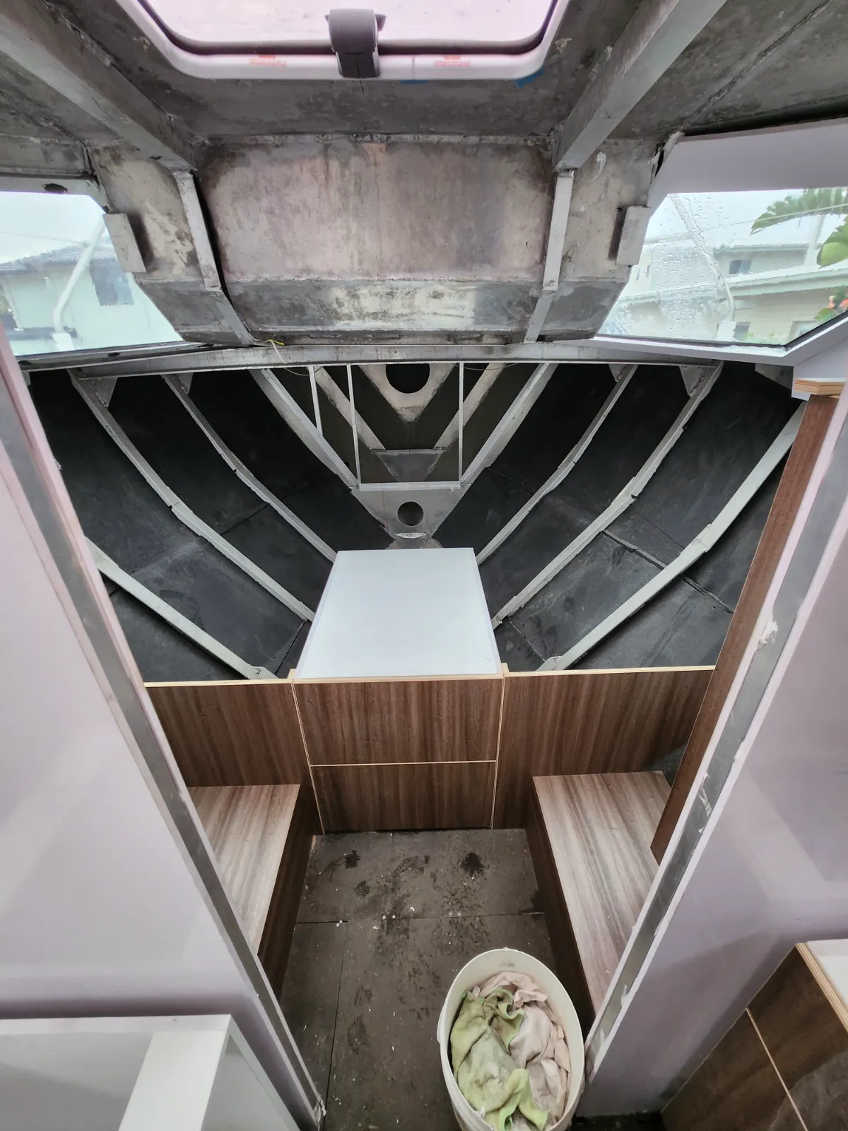 Thermo-lite insulation going into the bow