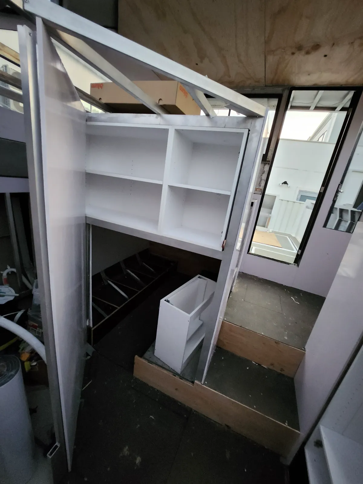 Forward cabin shelving and cabinetry carcasses