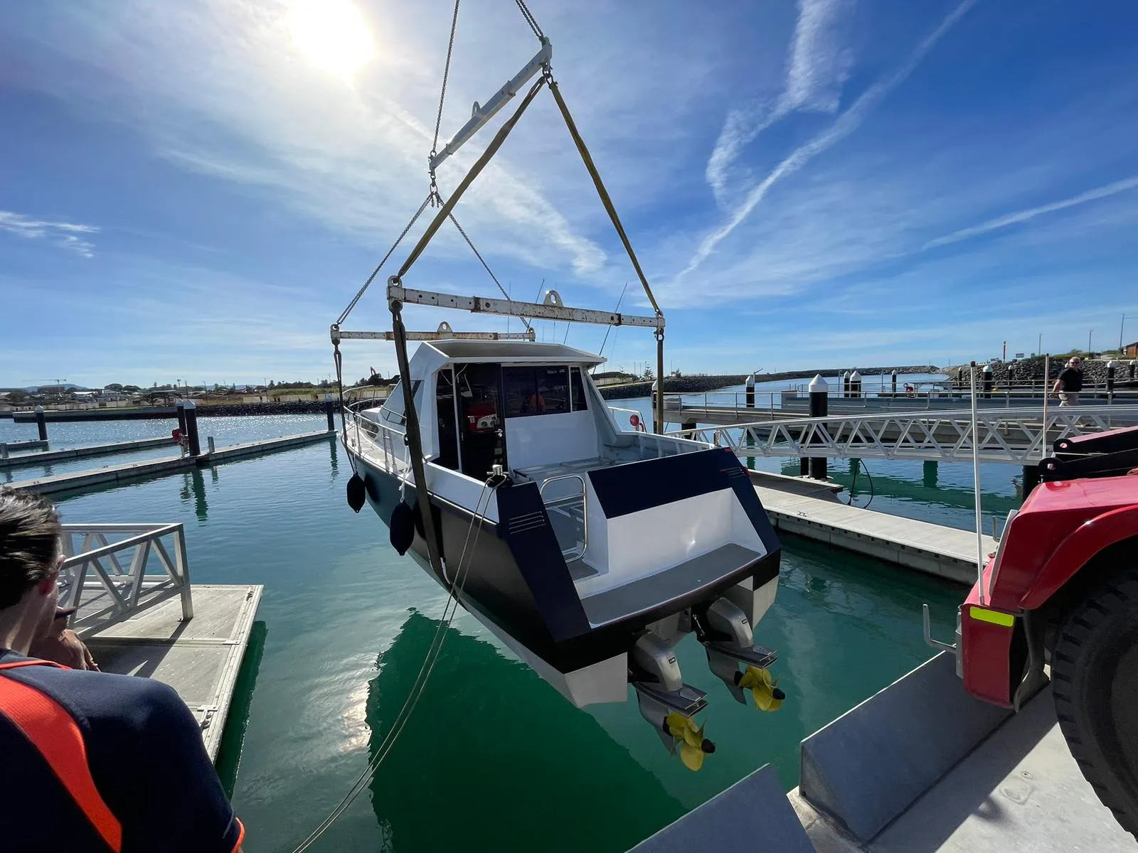 Revelation being lowered into the water for the first time