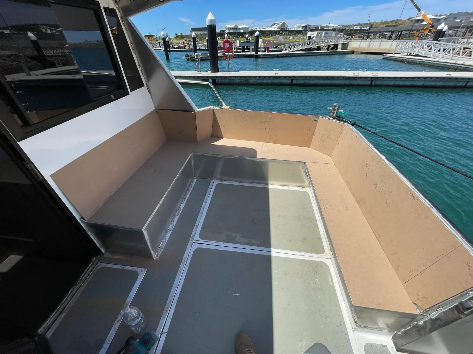 Stern cockpit seating with MDF templates in place