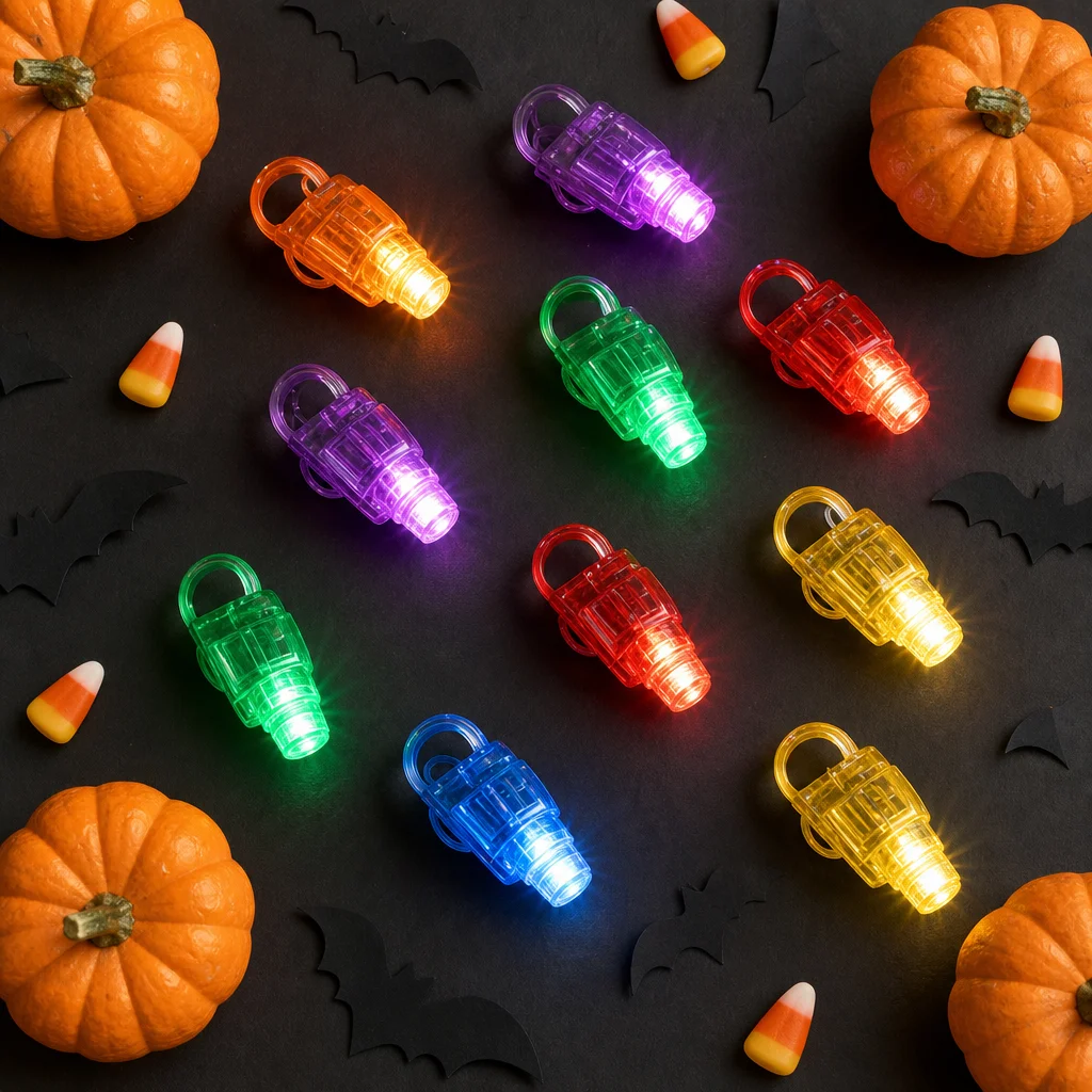 Colorful LED finger lights with Halloween props