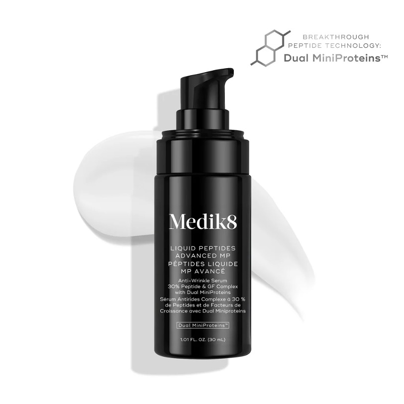 Medik8 Liquid Peptides Advanced MP serum showing Dual MiniProteins™ technology