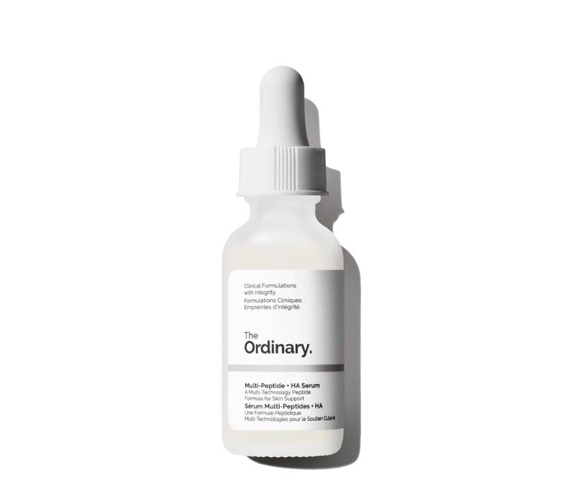 A bottle of The Ordinary Multi-Peptide + HA Serum