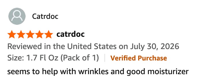 Review noting that the Olay moisturizer helps with wrinkles
