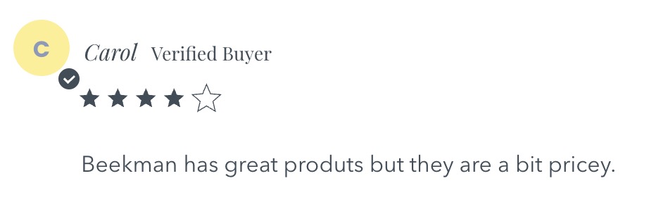 Review highlighting the steep price of Beekman products