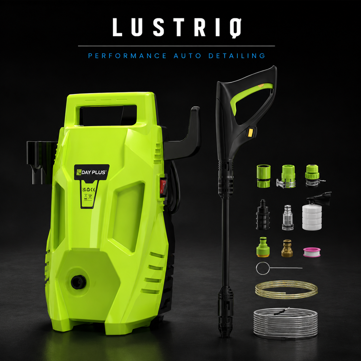 LUSTRIQ PowerJet™ 55 Bar Electric Pressure Washer | Adjustable Nozzle | Portable Car, Patio & Driveway Cleaner