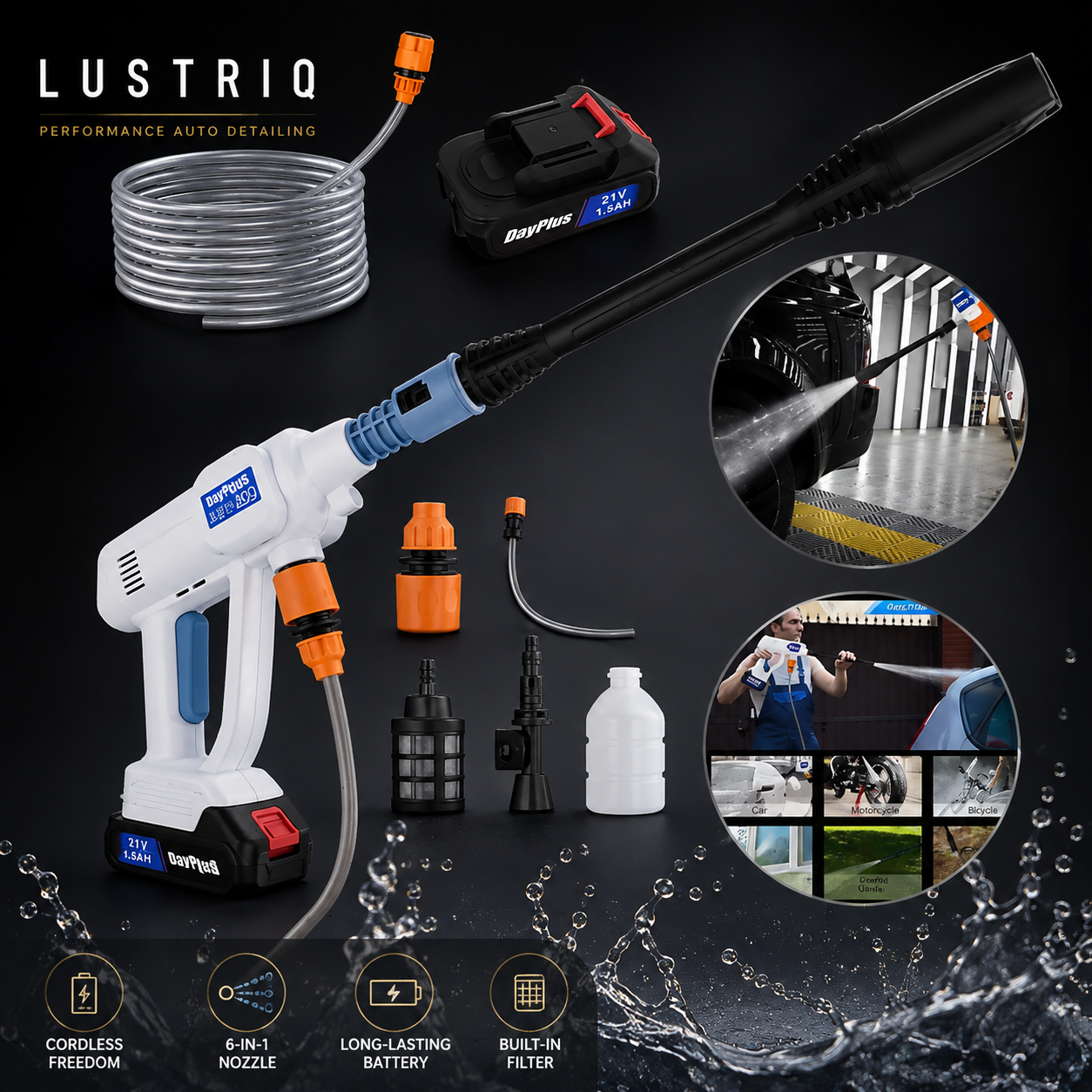 LUSTRIQ HydroJet™ Cordless Pressure Washer Kit