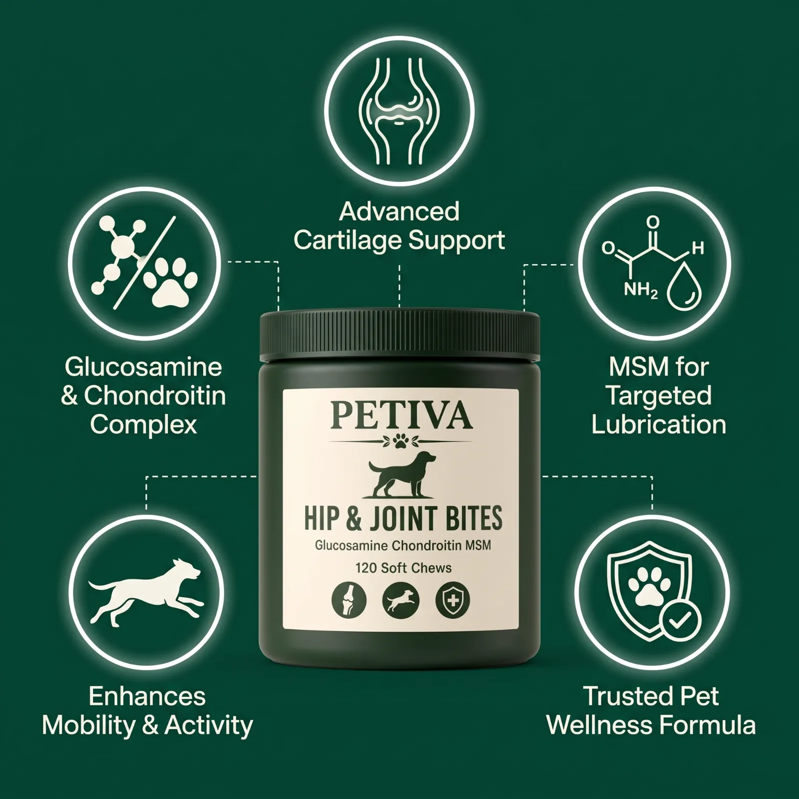 What PETIVA Hip & Joint Bites supports