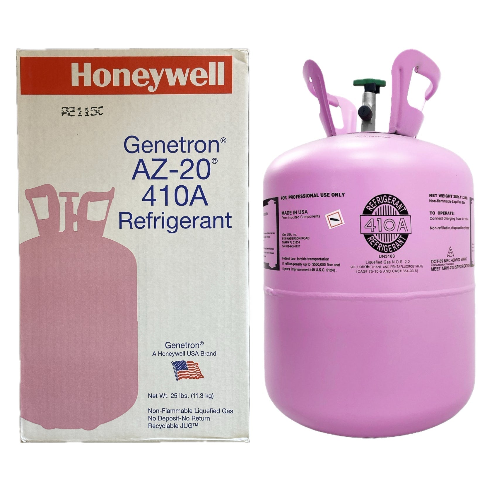 Representative 25lb Honeywell R-410A Refrigerant, Virgin Sealed – Made in USA