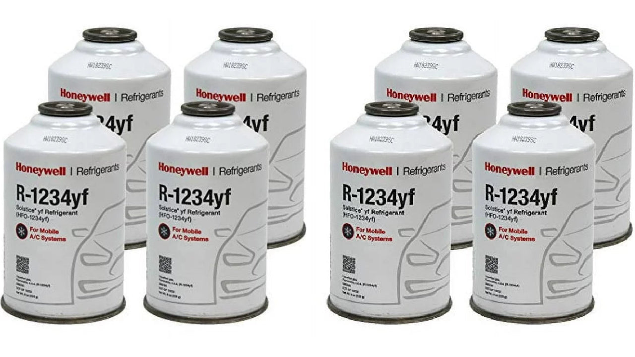 Representative Honeywell R-1234yf Refrigerant – 8 Cans (8oz Each), Genuine – Made in USA