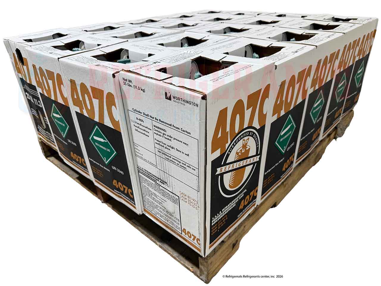 Representative R-407C Refrigerant – Half Pallet (20 × 25 lb)