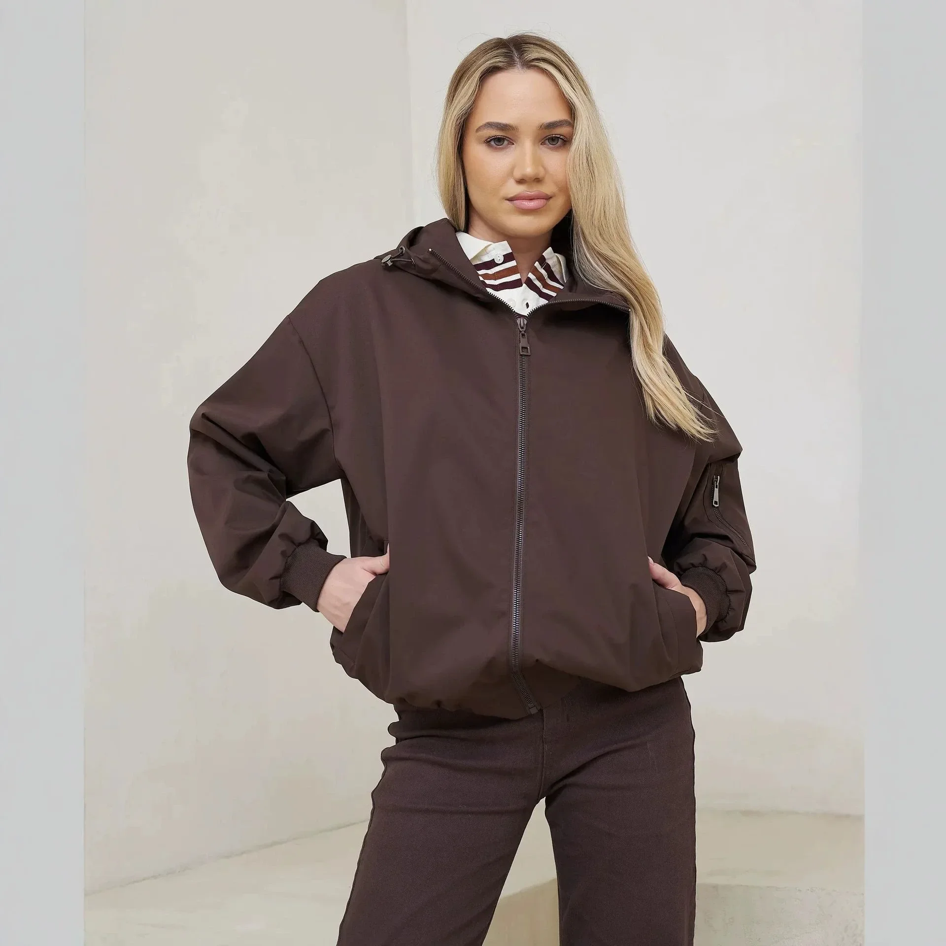 Hooded Zip-Up Windbreaker Jacket
