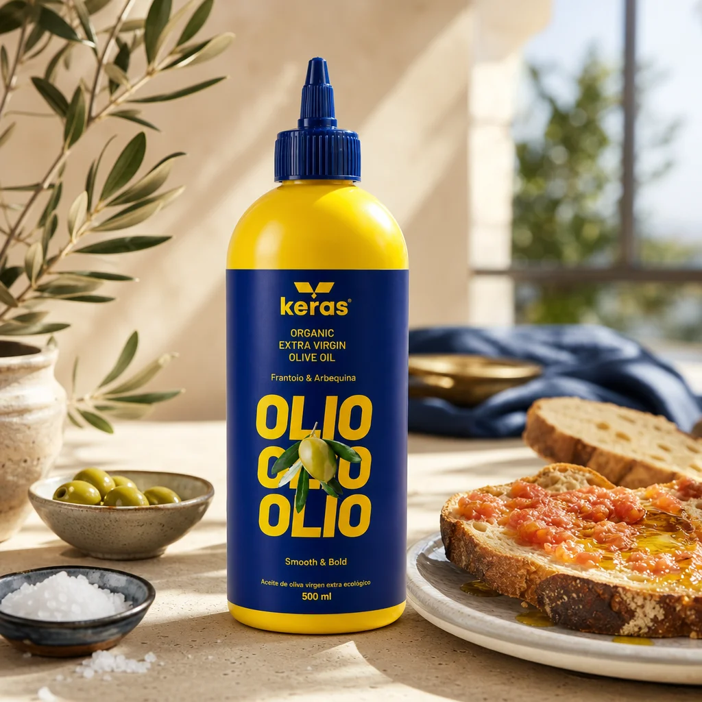 KERAS Botella Chef Reutilizable con AOVE Ecológico, 500 ml — imagen 2 de 5