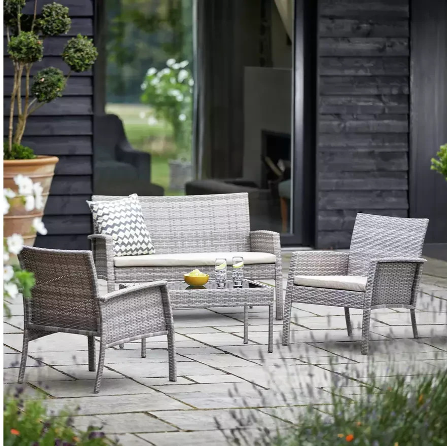 Lucia 4 Seater Rattan Effect Garden Sofa Set
