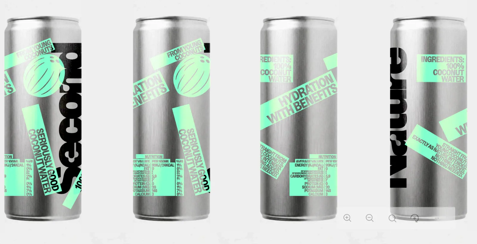 Second Nature coconut water cans