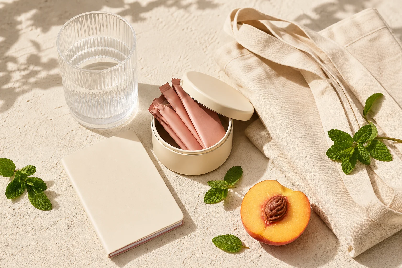 The NOTO welcome kit — glass, travel tin, guide and tote