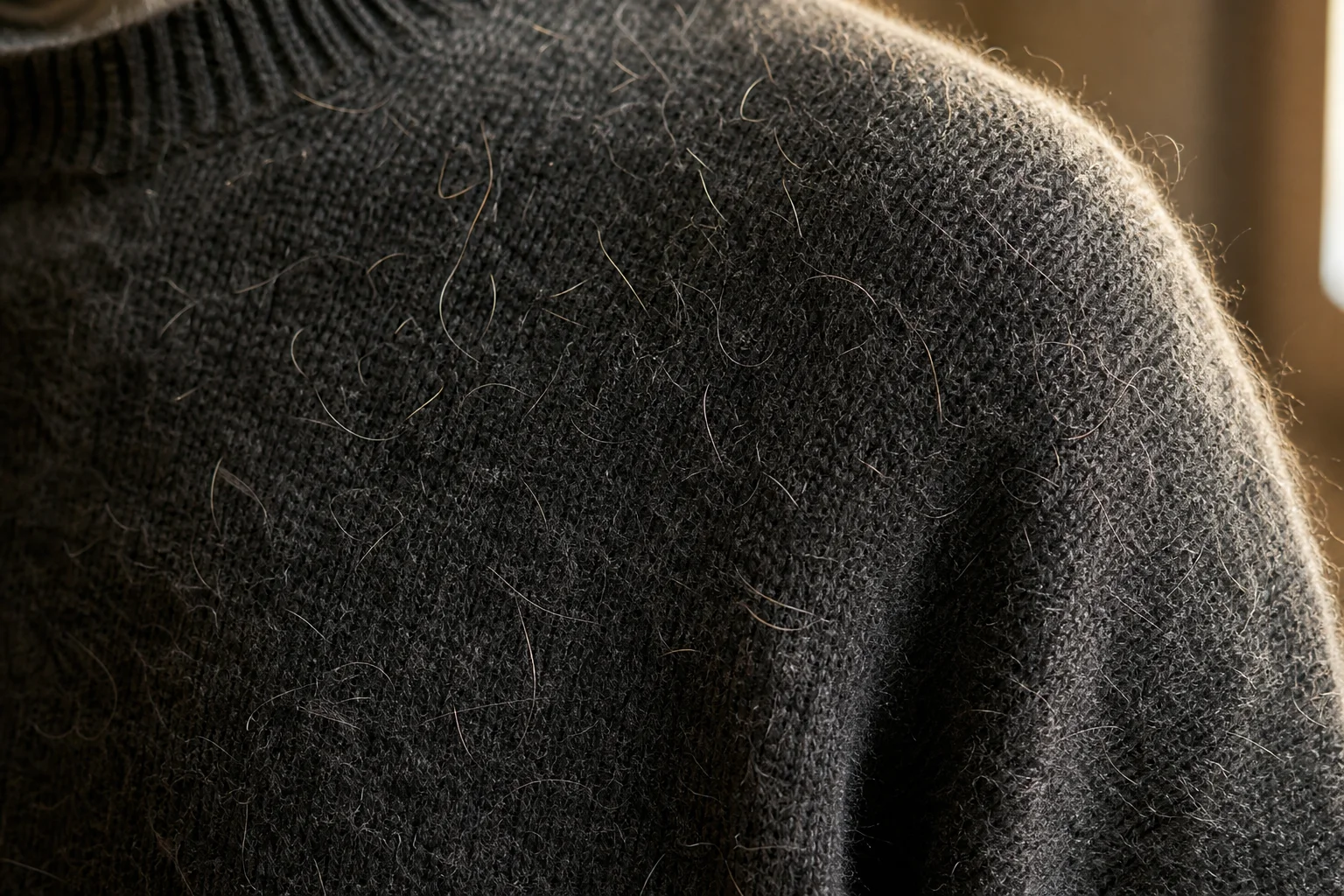 Pet hair on a dark sweater
