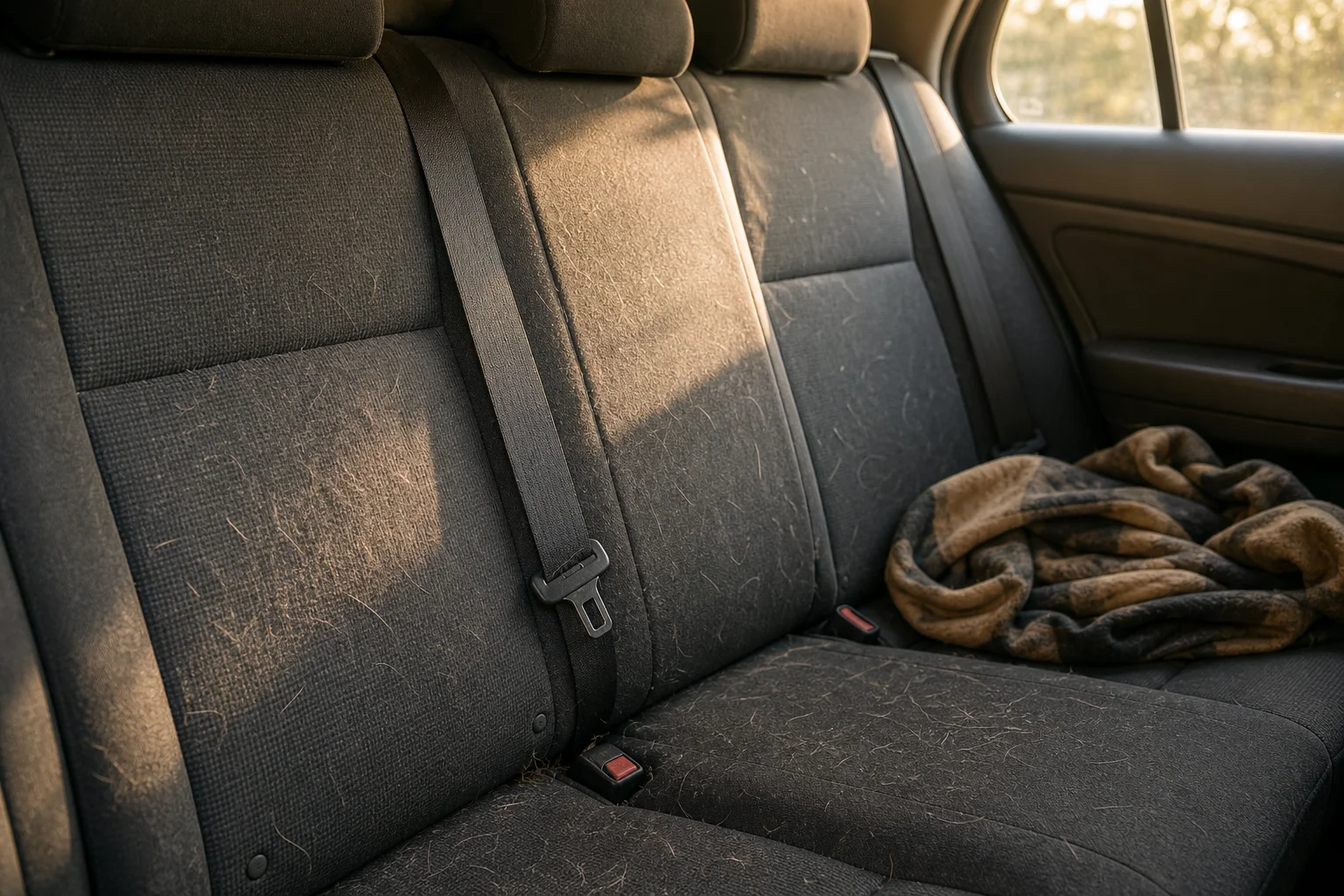 Pet hair on a car seat