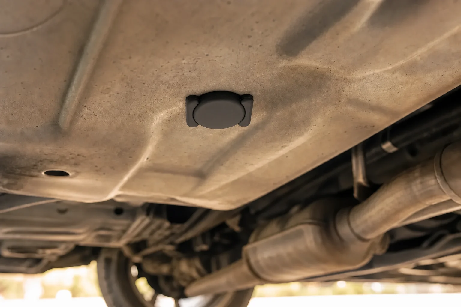 Tracker fixed flat under a car