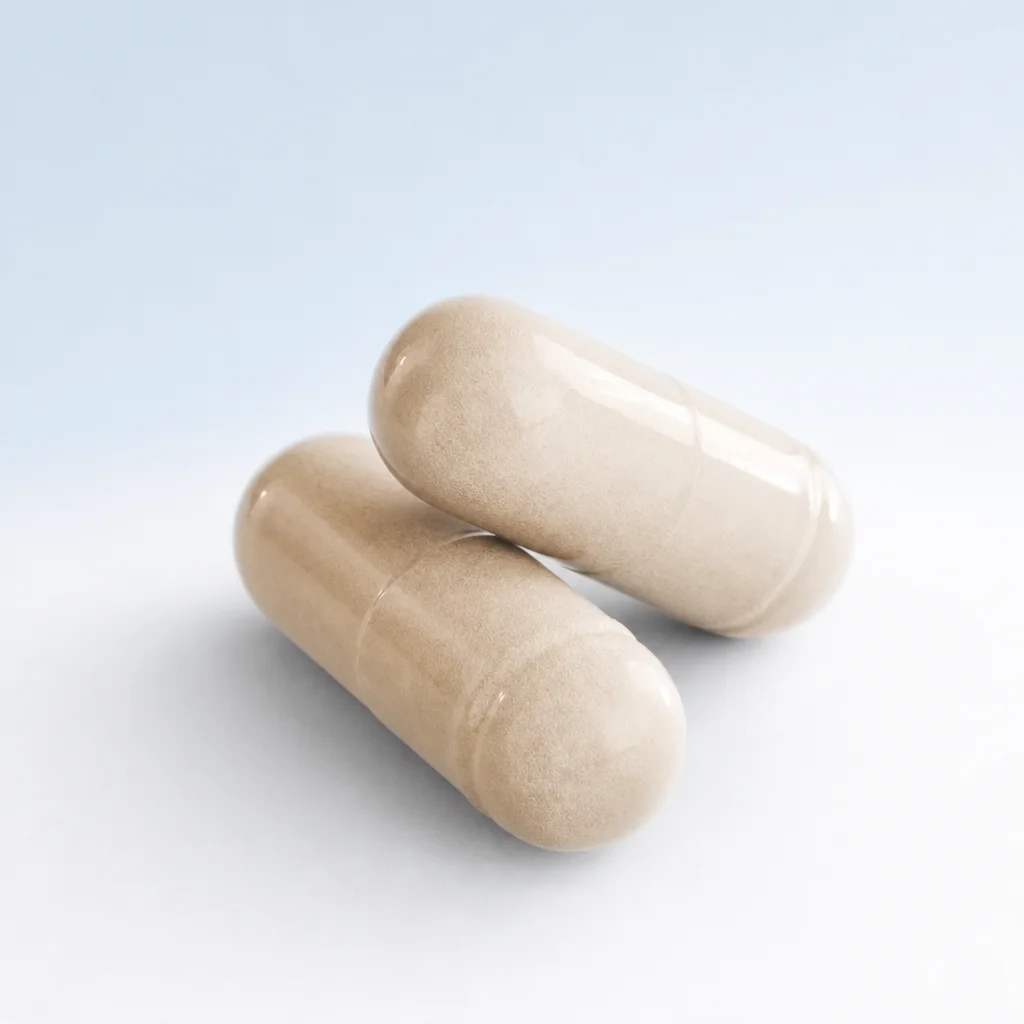 Cream capsule macro on soft white