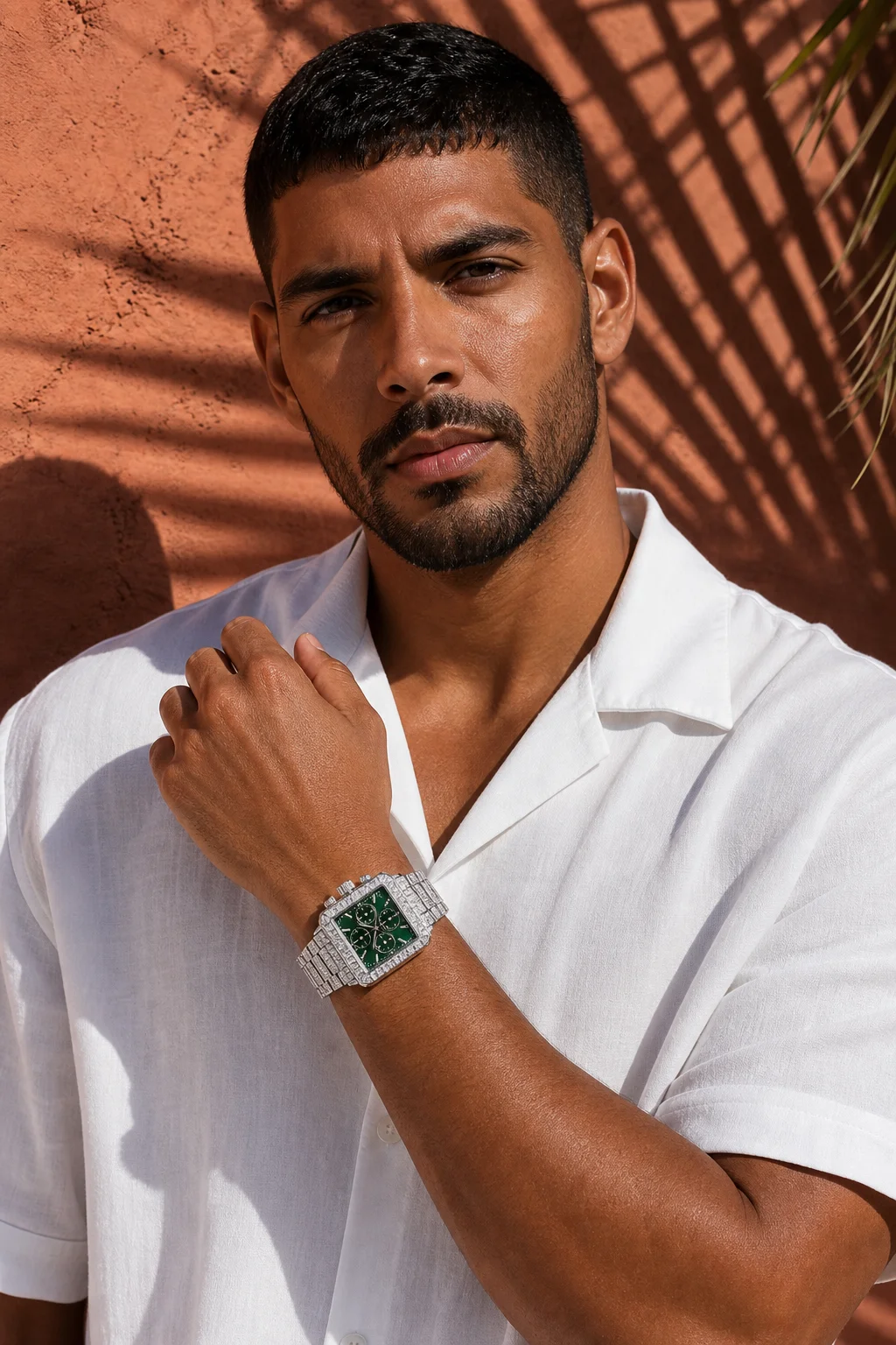 Blizzard Aurora Green worn on the wrist — midday, full sun