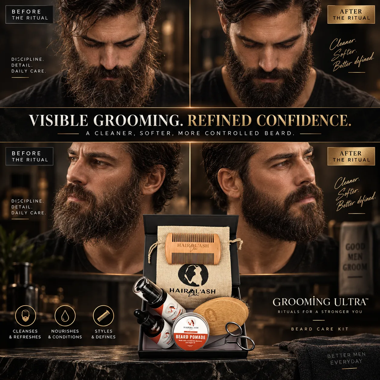 Men's Beard Care Kit — Visible grooming. Refined confidence.