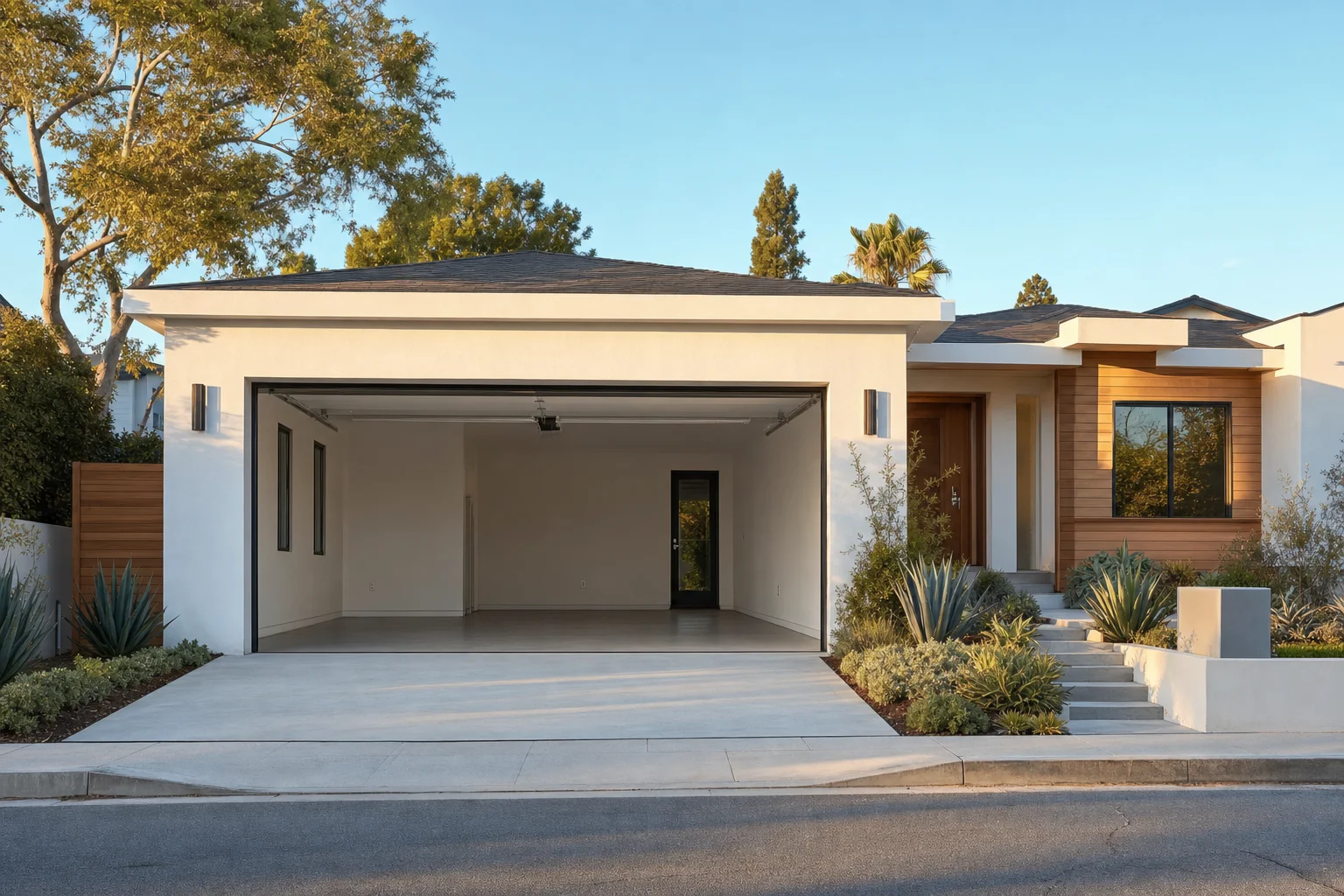 A home before its garage door was replaced