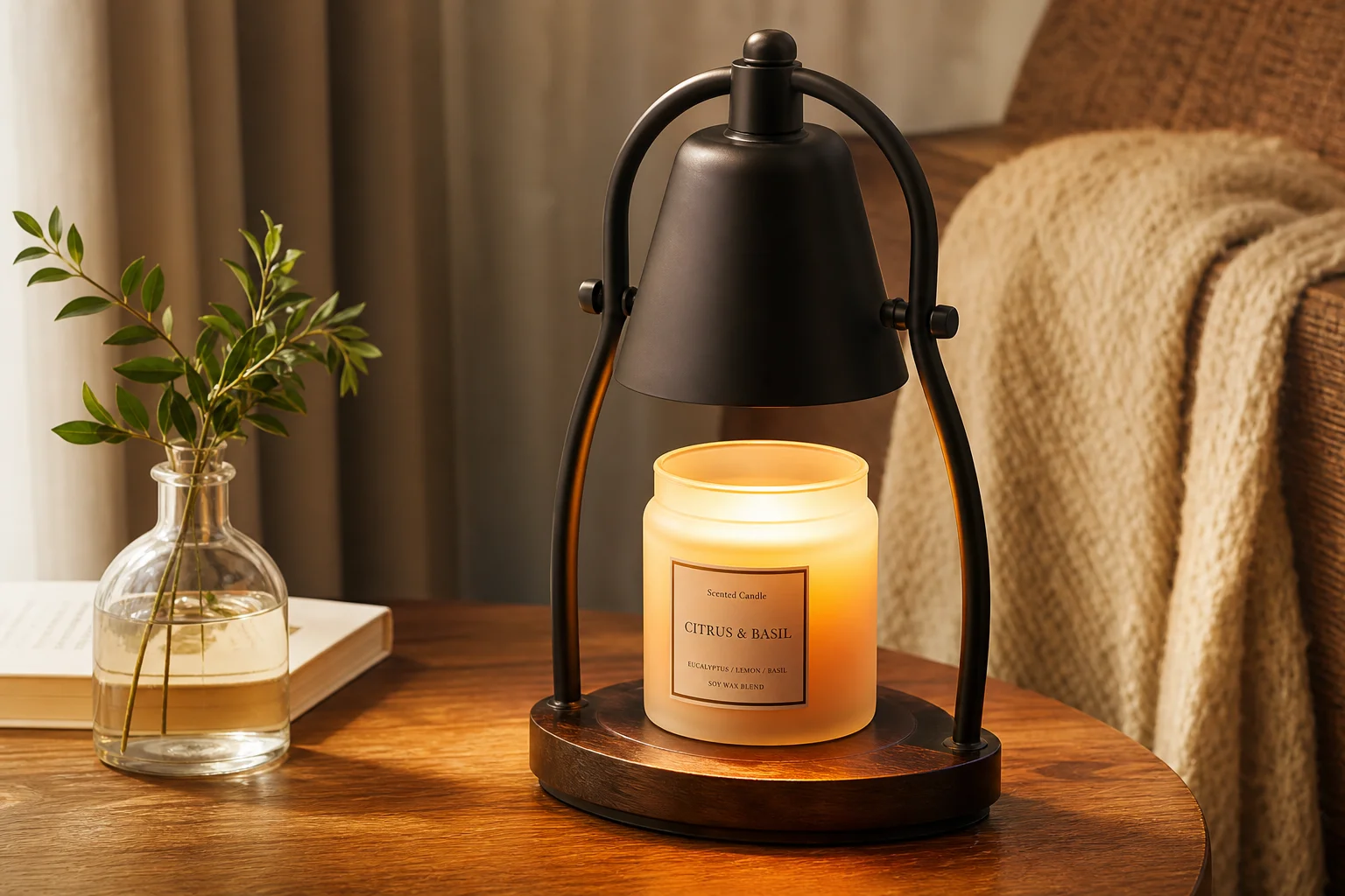 Warm lamp glow demonstrating the atmosphere of a candle warmer lamp