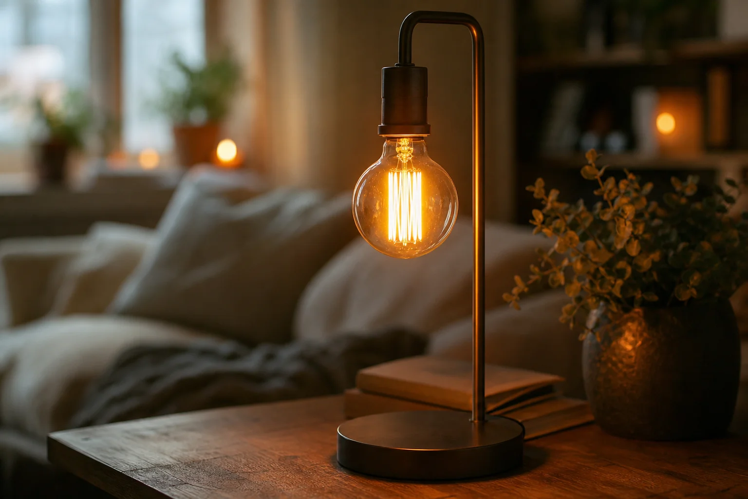 Warm bulb glow comparing LED and incandescent light quality