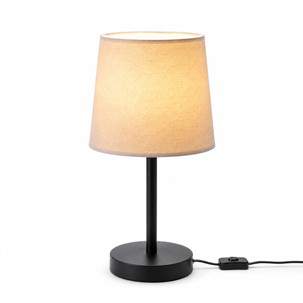 Linen Shade USB Bedside Lamp in a styled room