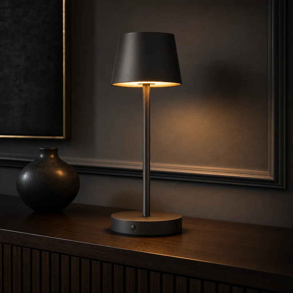 Cordless Touch Table Lamp styled beside the sofa