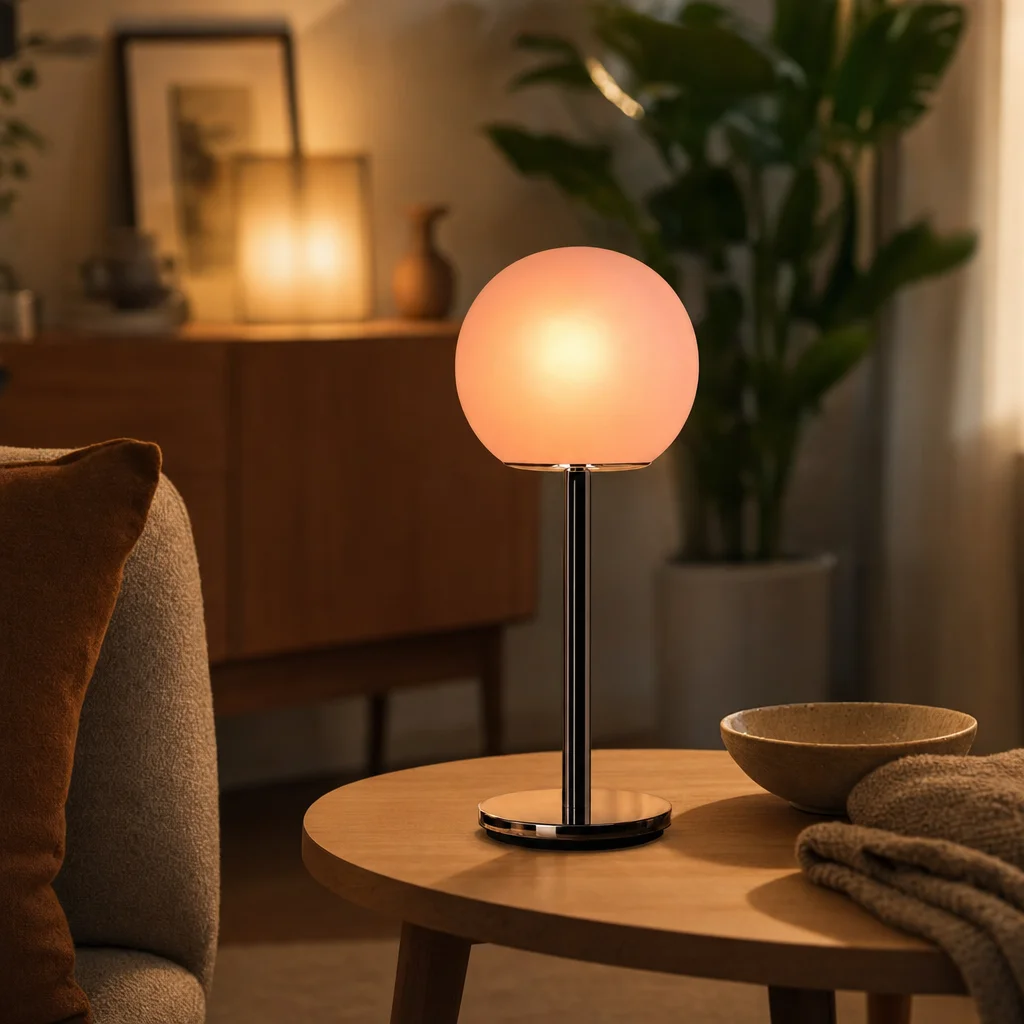 Lollipop Glass Table Lamp styled on a window console
