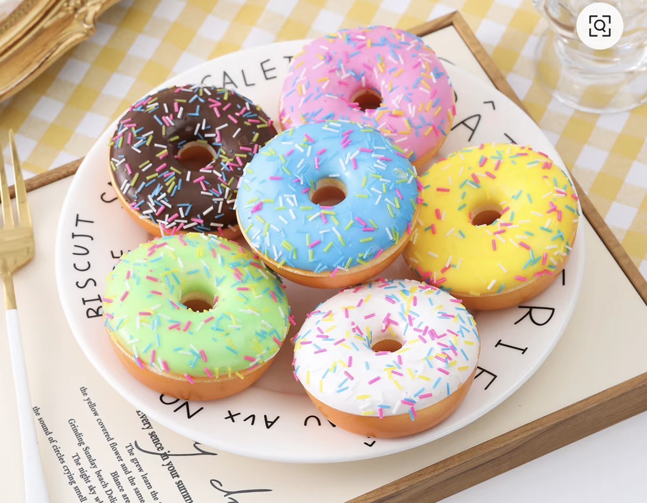 Sugar Donut squishies with rainbow sprinkles
