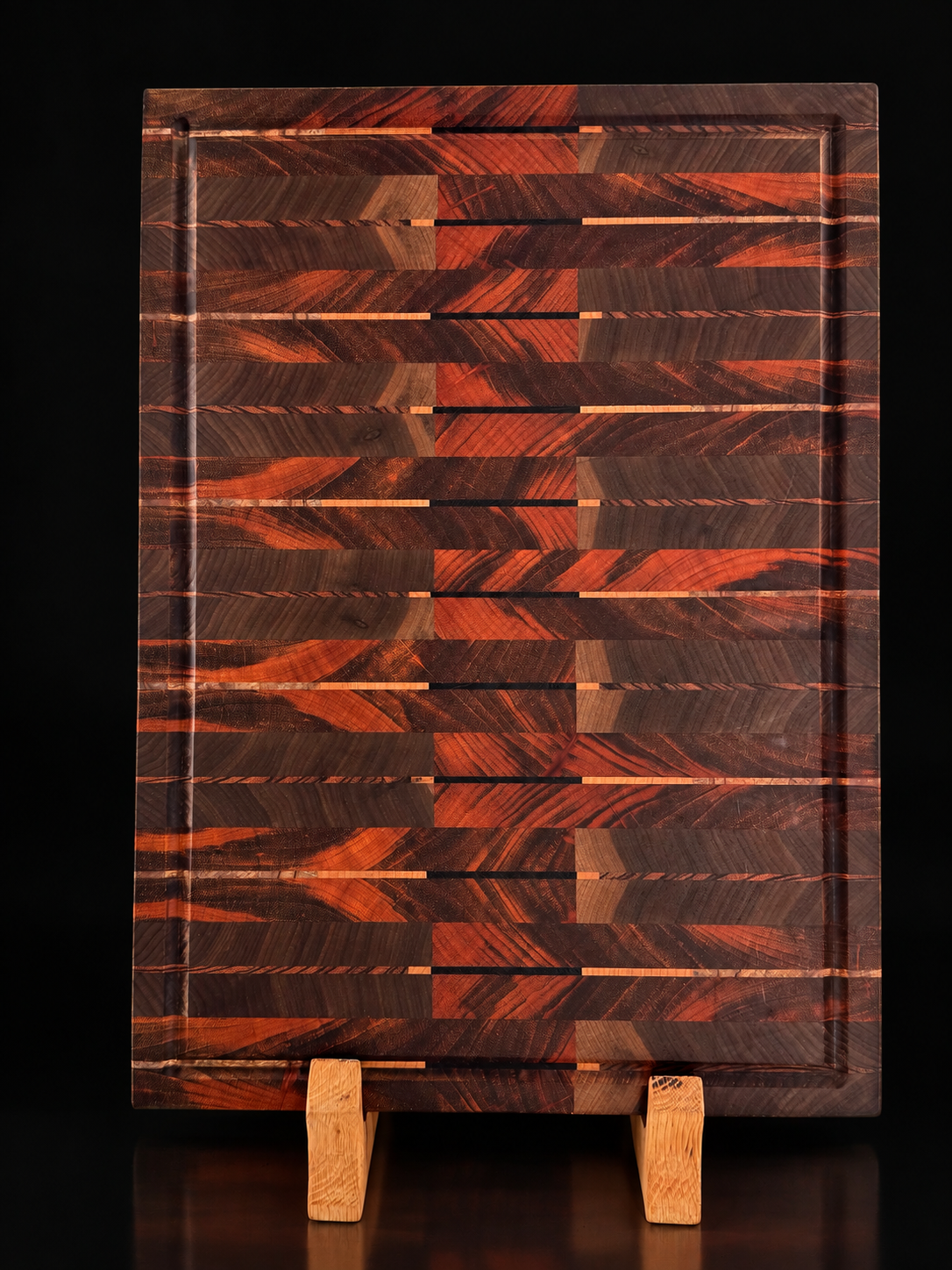 Firebreak end-grain board, natural hardwood color