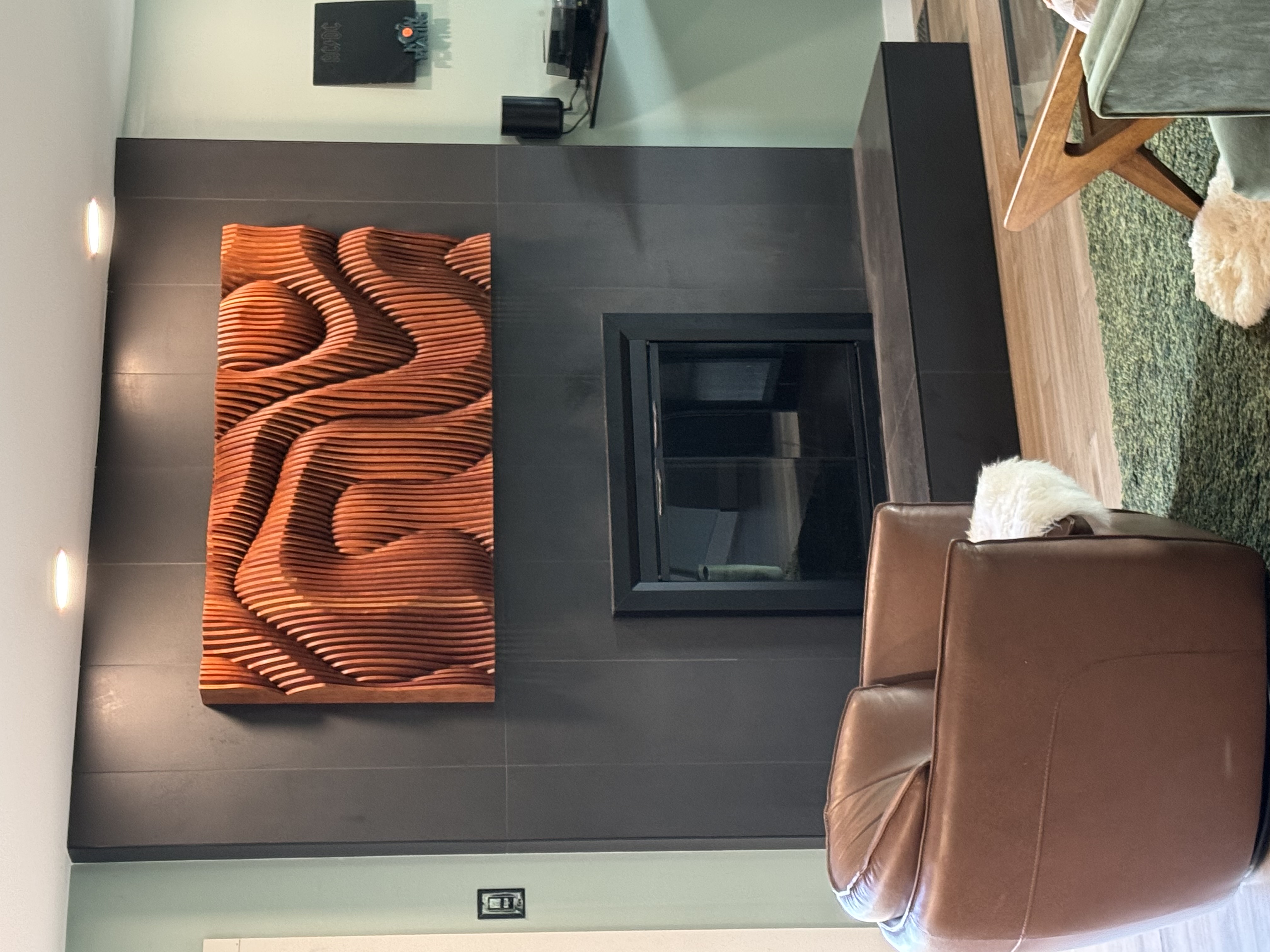 Crimson Horizon, a sculptural cherry wall piece by Whiskey Oaks Handmade