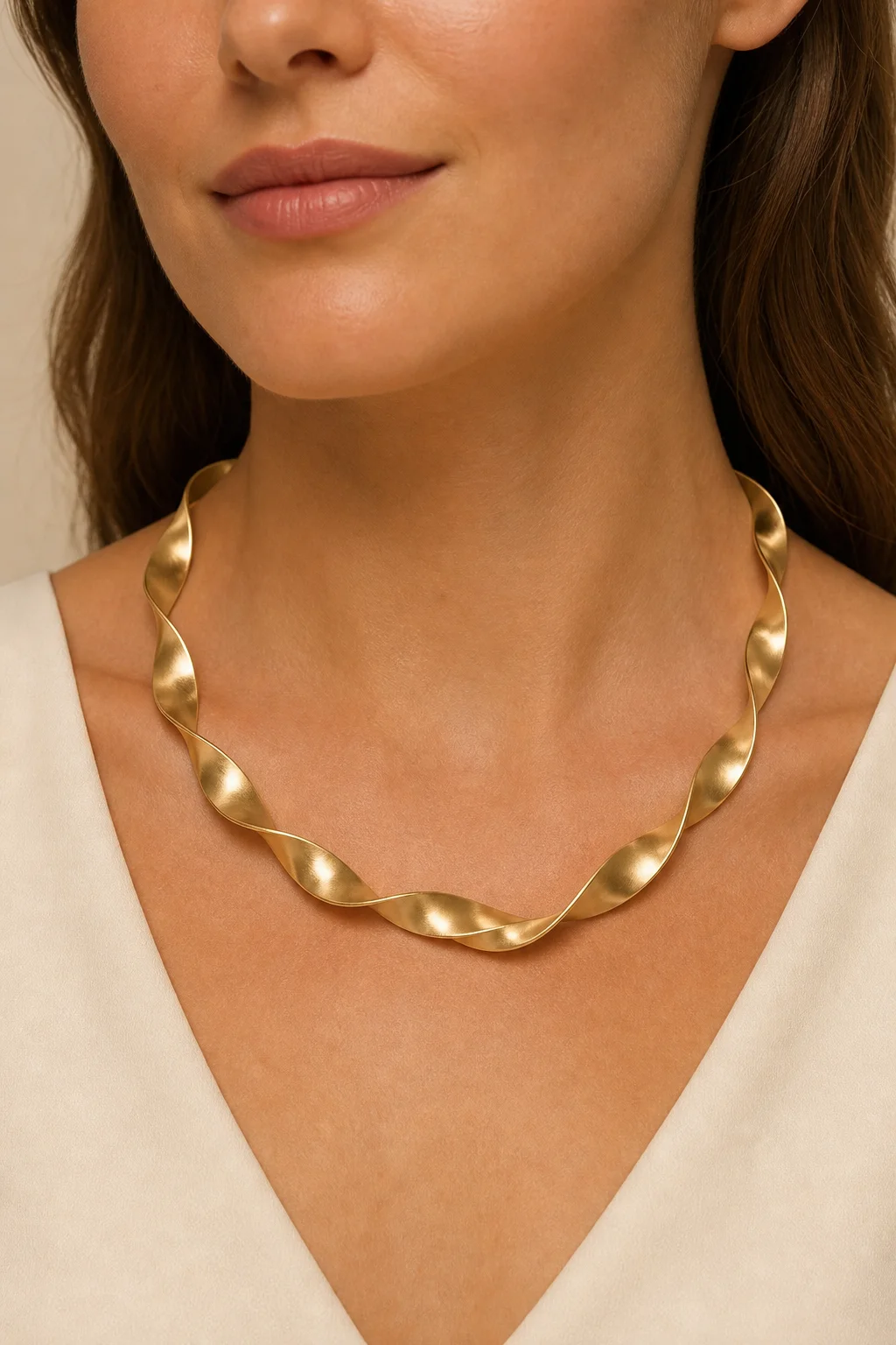 Movimento dourado em modelo — imagem ilustrativa criada com IA