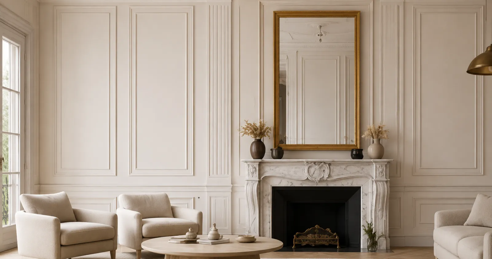 Esprit haussmannien — salon cheminée