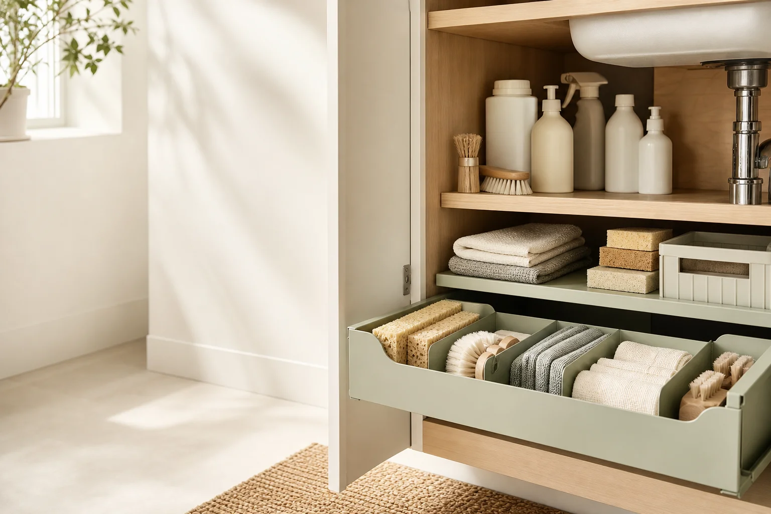 A neatly organized home cabinet