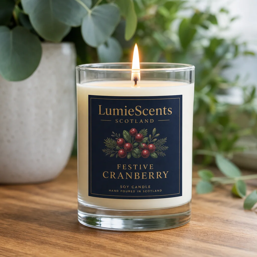 Festive Cranberry — Scottish soy candle by Carnation House, Hamilton
