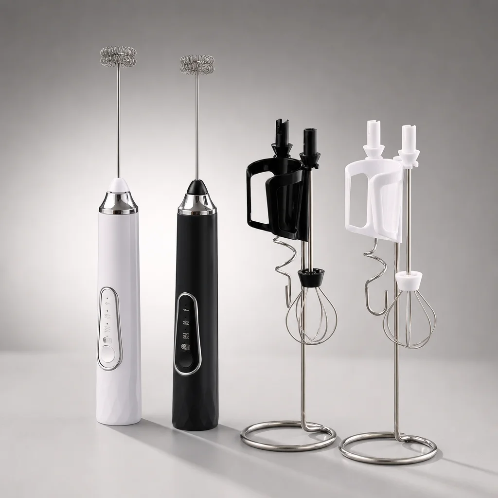 Rechargeable handheld electric whisk and frother