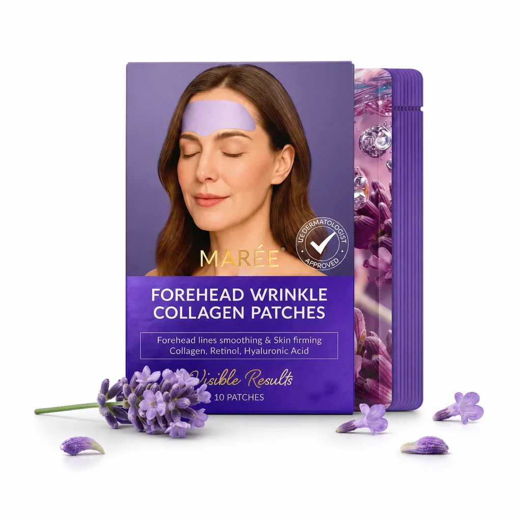 Maree collagen patch applied to forehead