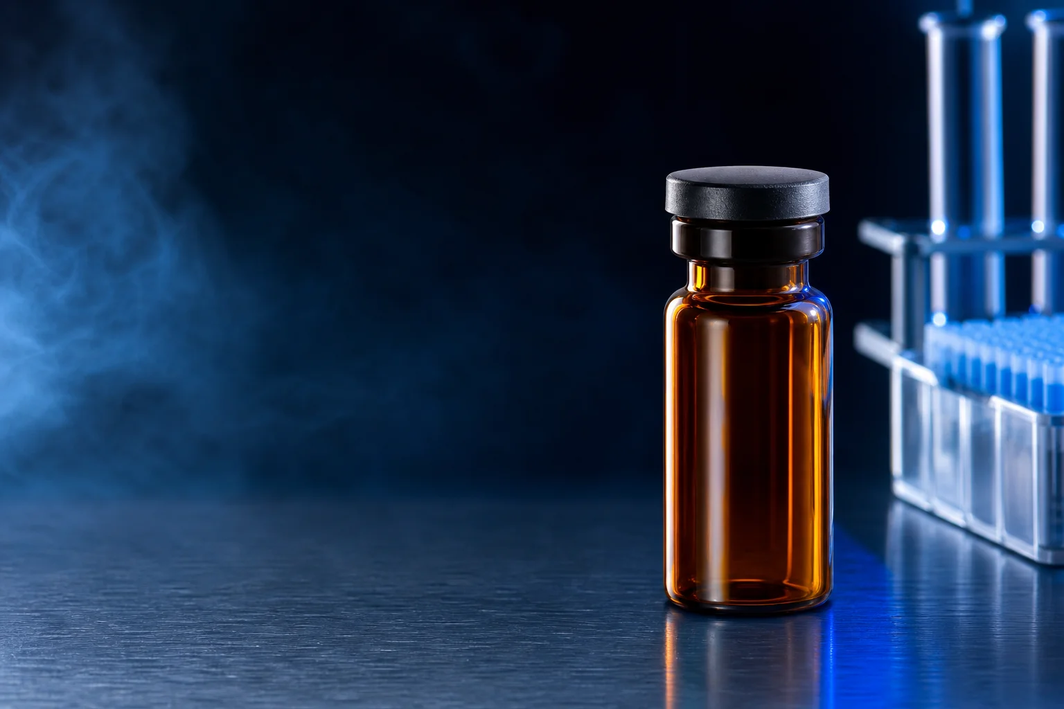 Research vial in a controlled laboratory setting