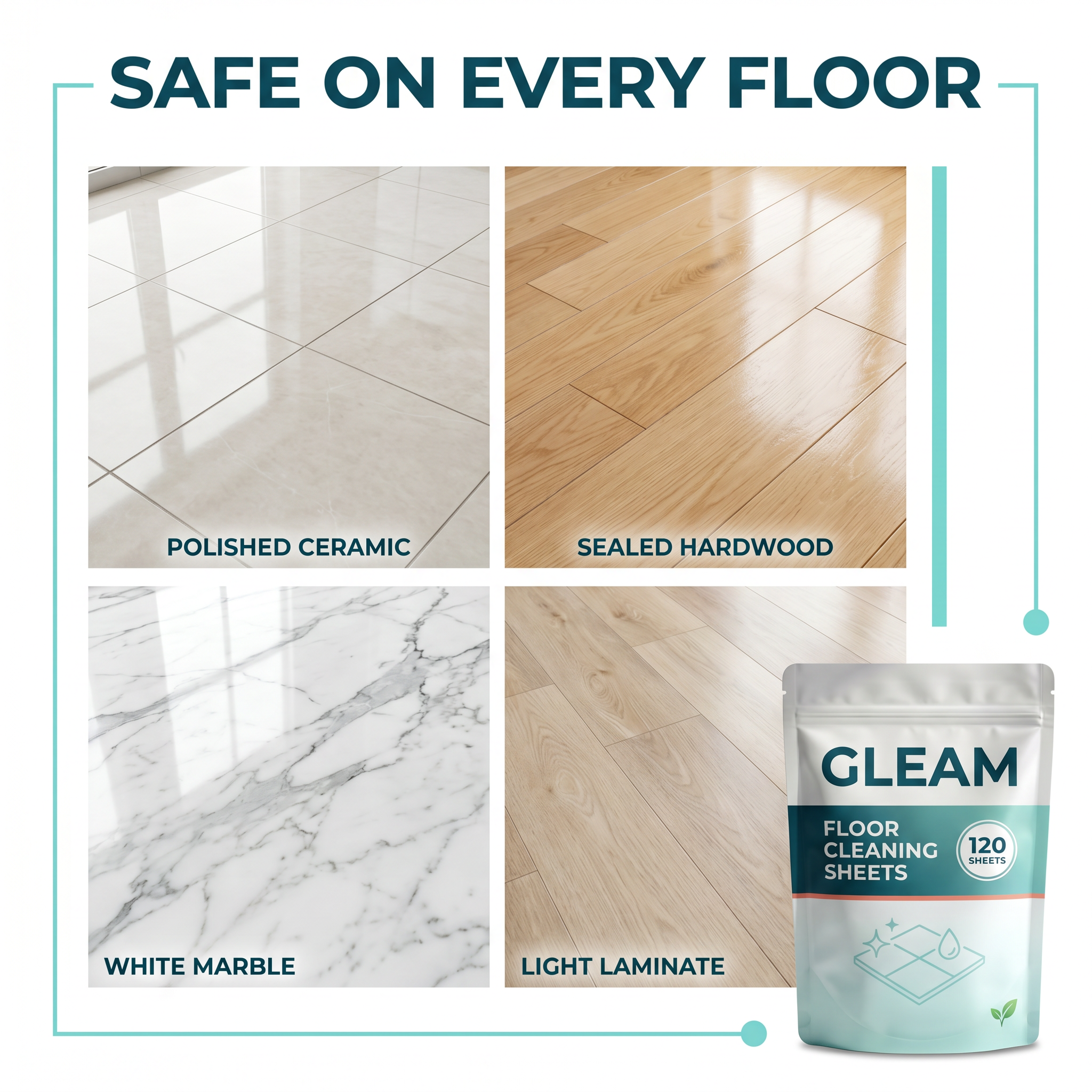 GLEAM Floor Cleaning Sheets — Streak-Free, Plastic-Free Mopping 6