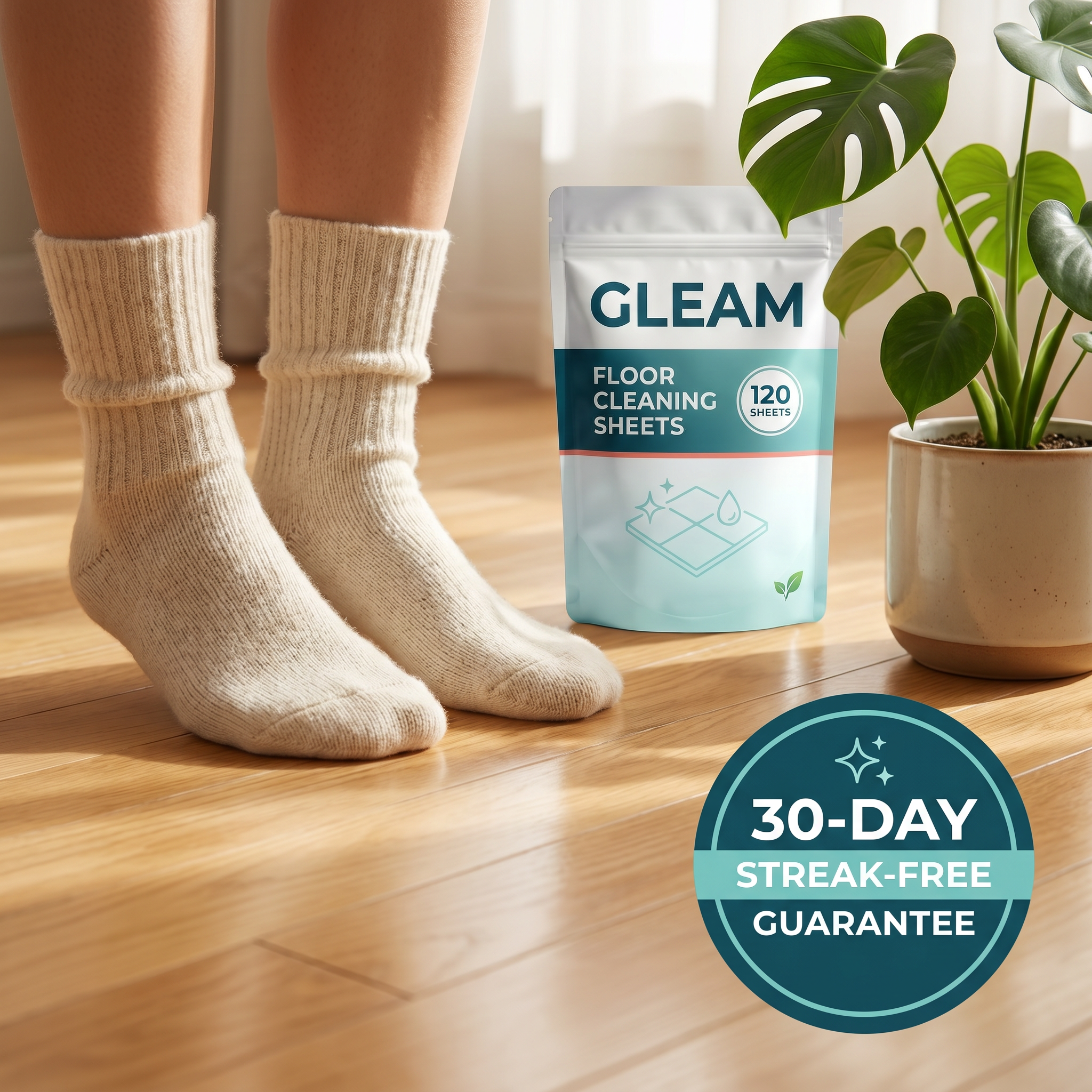 GLEAM Floor Cleaning Sheets — Streak-Free, Plastic-Free Mopping 10