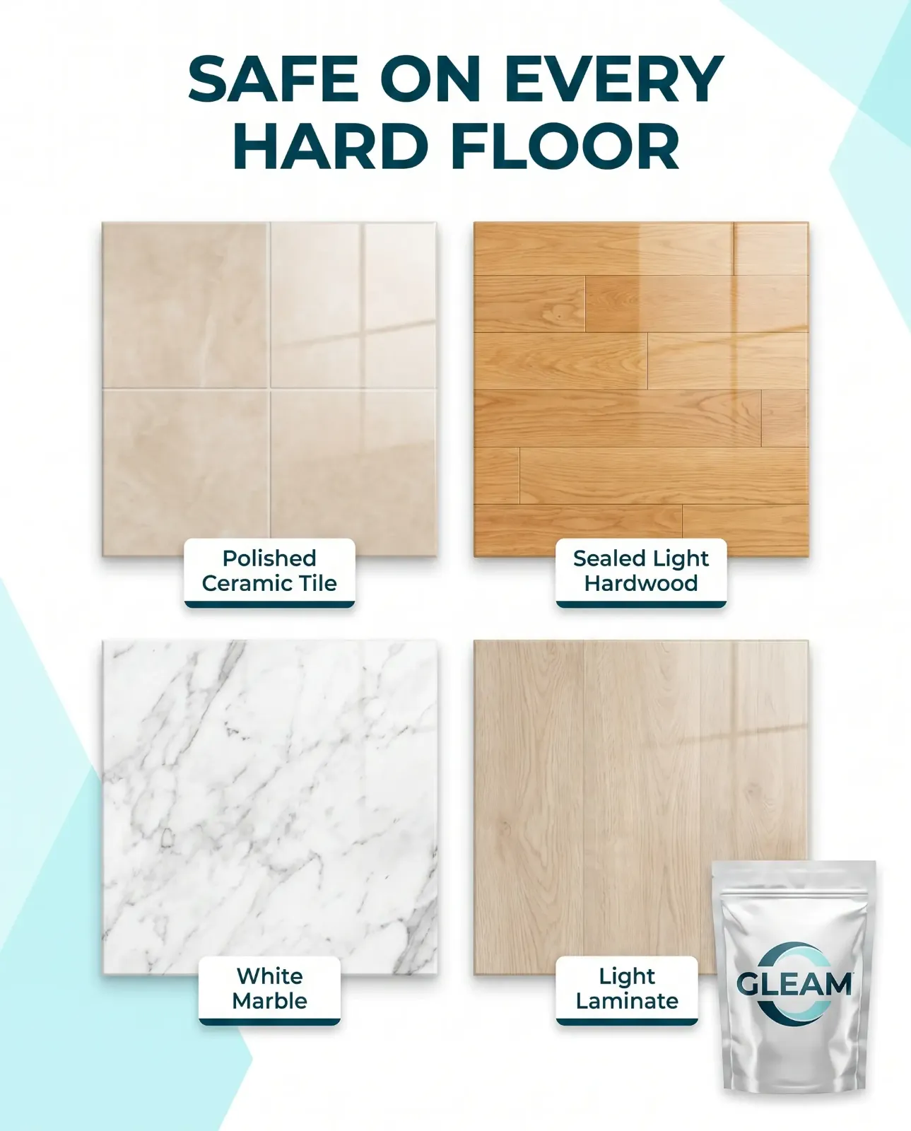 Safe on tile, hardwood, marble and laminate