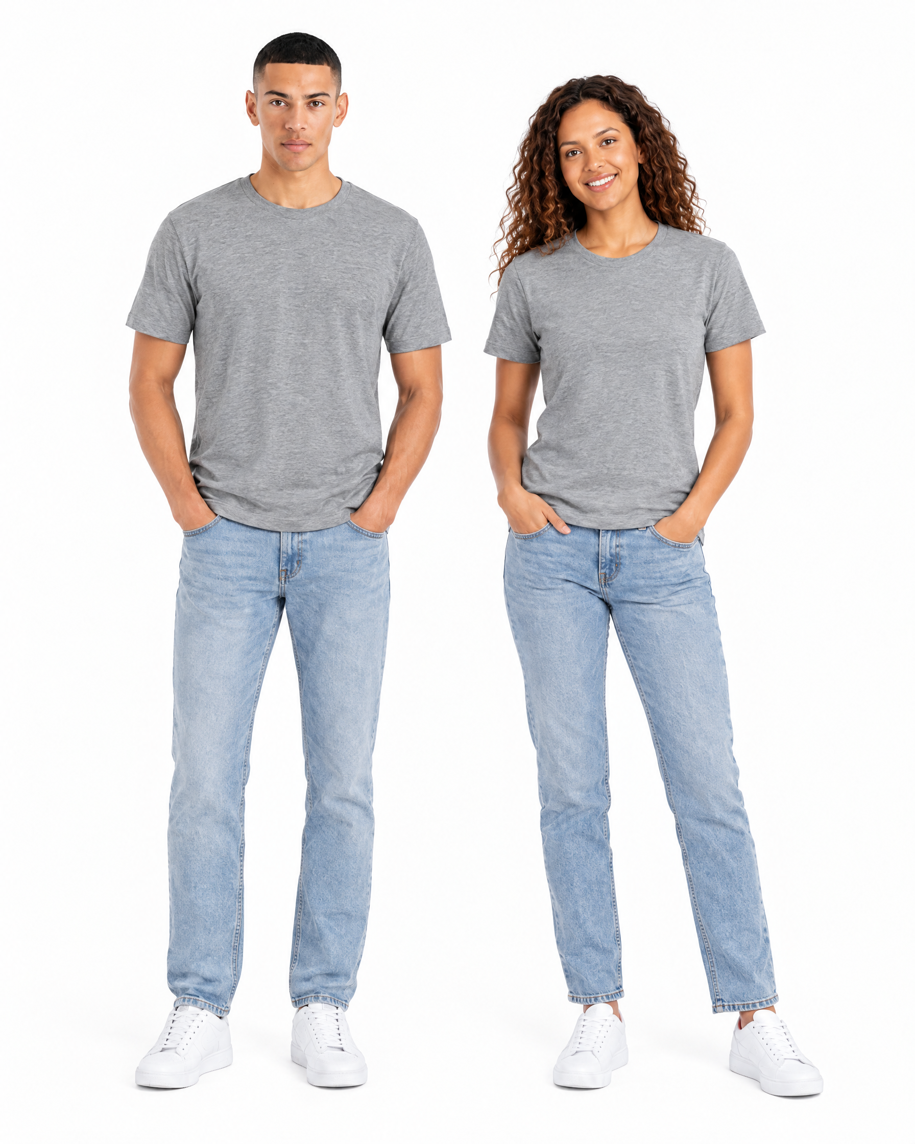 Grey Heather Ecovibe unisex model fit