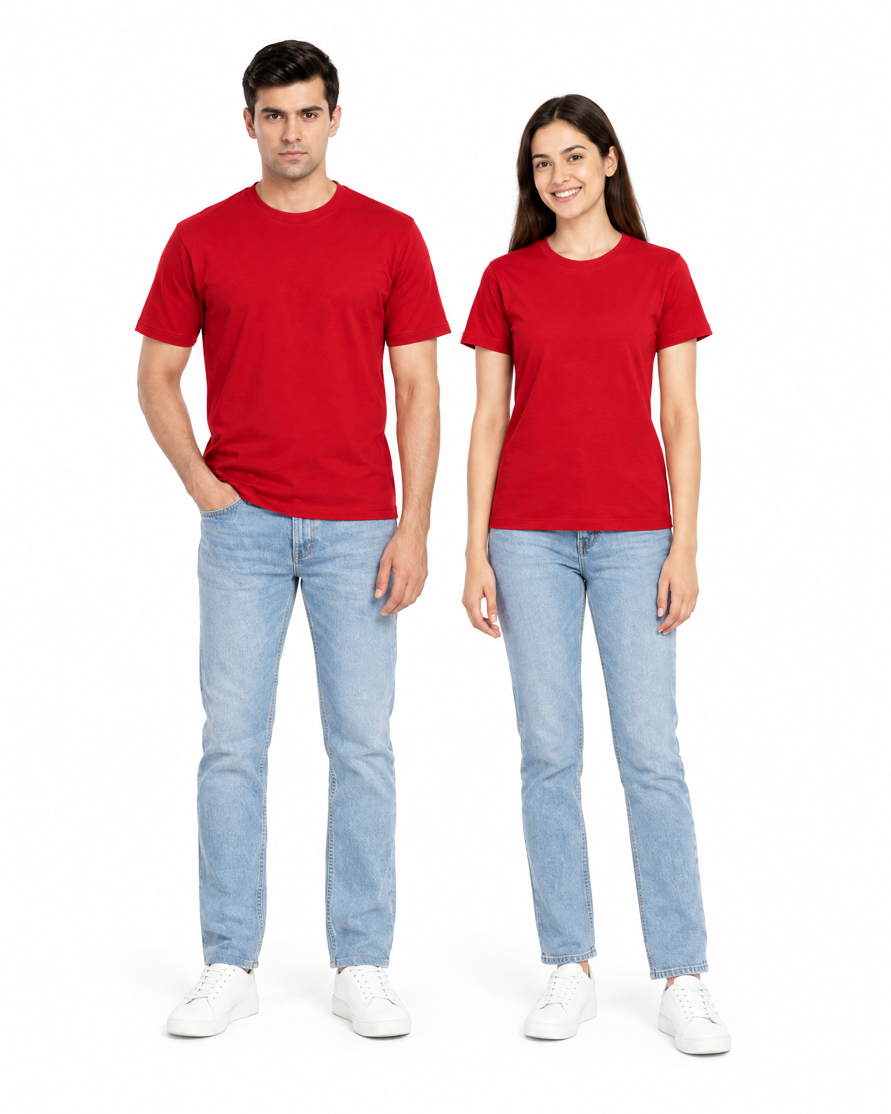 Red Ecovibe unisex model fit